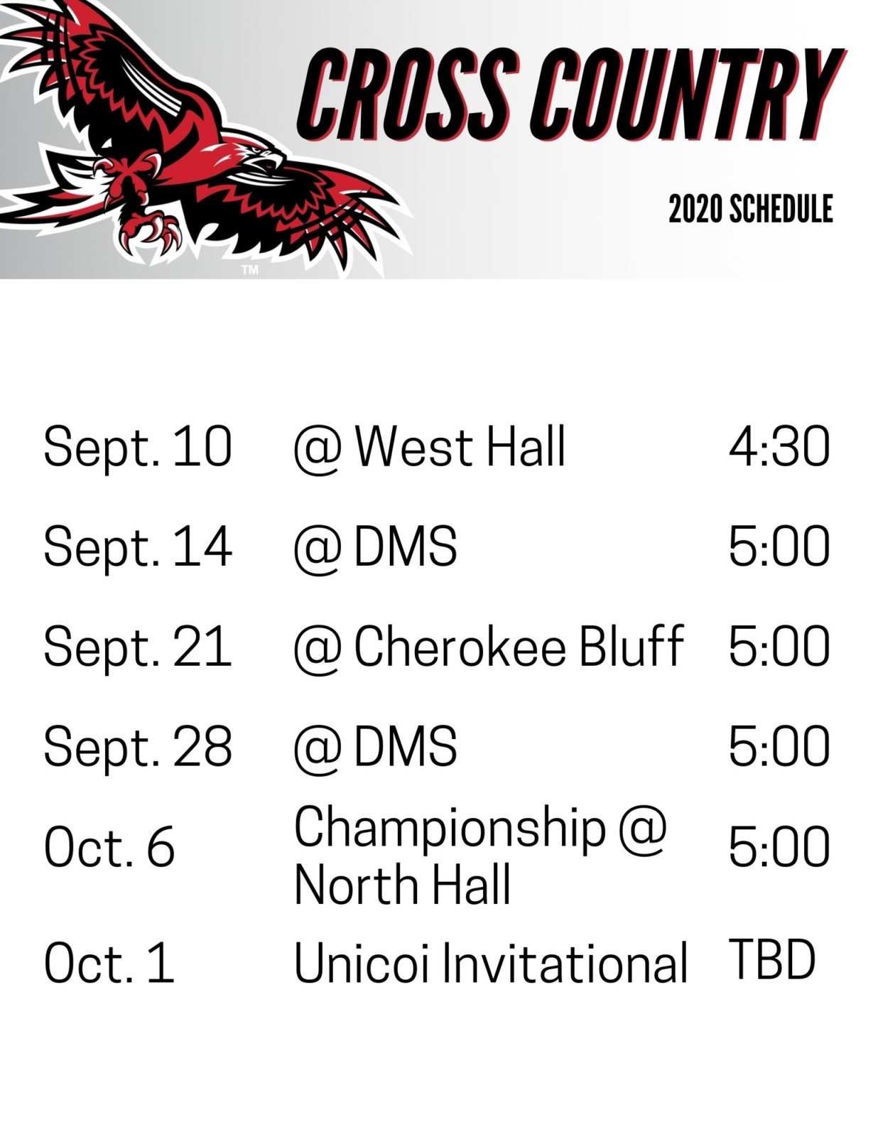 2020 Cross Country Schedule Davis Middle School