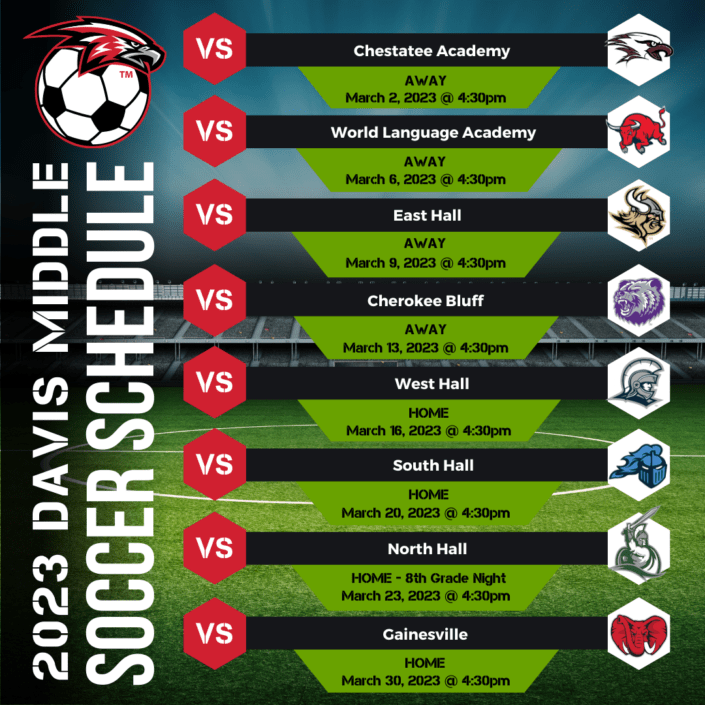 Soccer Schedule 2023 Davis Middle School